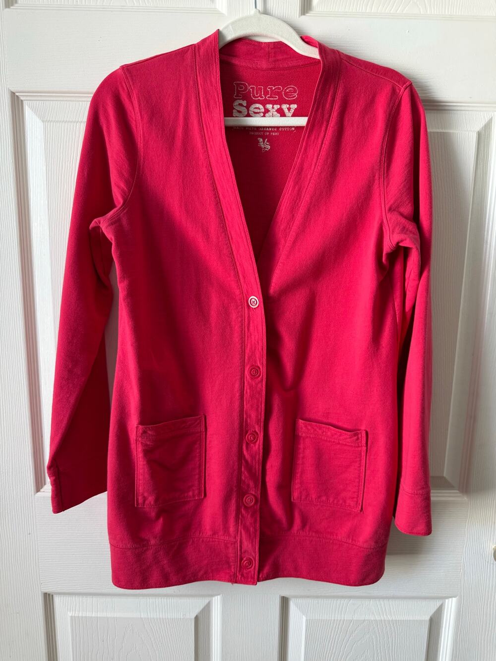 Victoria’s Secret Pure Sexy Hot Pink Organic Cotton Cardigan Size M Y2K Mallcore